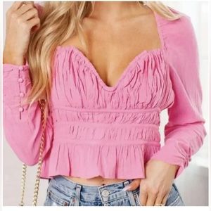 Free people aurora top pink sweetheart cut size M